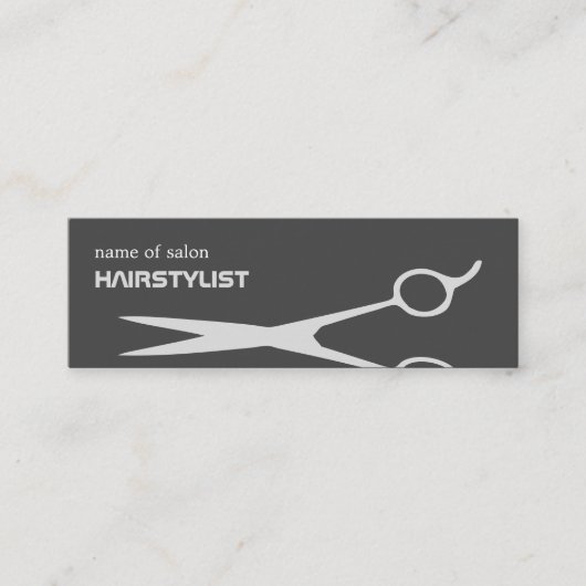 Moderne Cool Scissor Silver Hair Stylist Mini Visitekaartje (Voorkant)