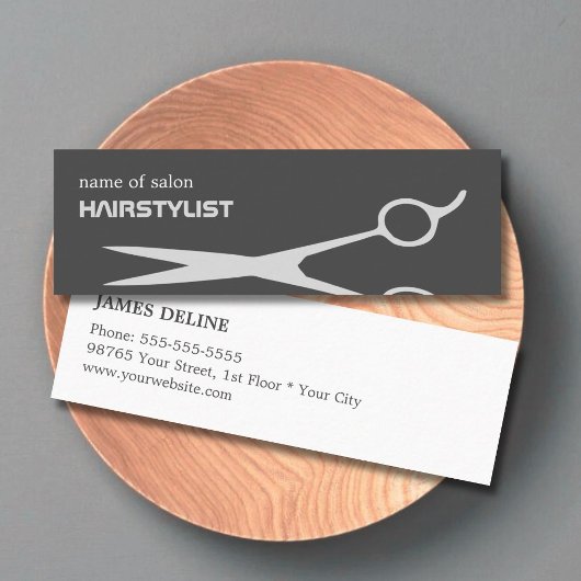 Moderne Cool Scissor Silver Hair Stylist Mini Visitekaartje