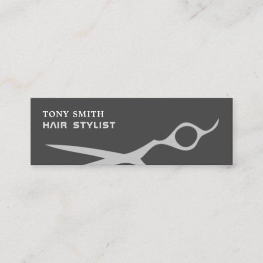 Moderne Cool Scissor Silver Hair Stylist Mini Visitekaartje (Voorkant)
