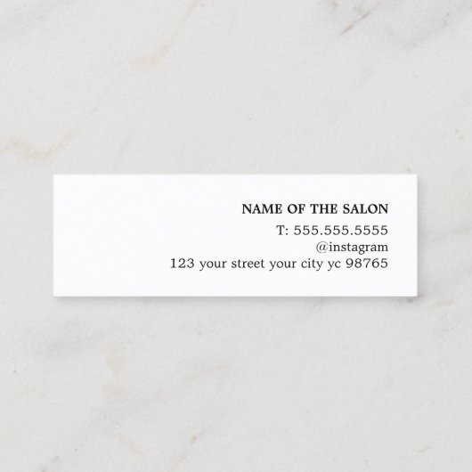 Moderne Cool Scissor Silver Hair Stylist Mini Visitekaartje (Achterkant)