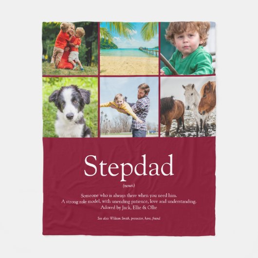 Moderne Cool Stiefvader Stiefpapa Fotocollage Fleece Deken (Voorkant)