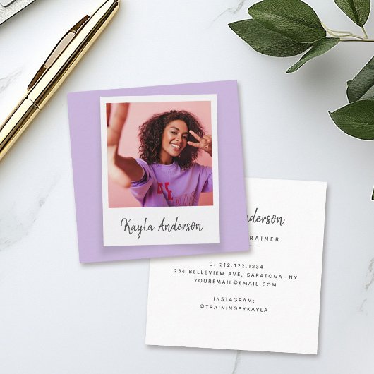 Moderne Cool Trendy Simple Script-foto Vierkante Visitekaartje