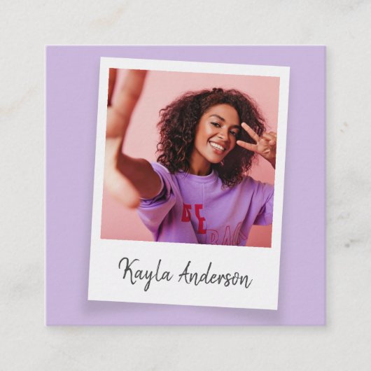 Moderne Cool Trendy Simple Script-foto Vierkante Visitekaartje (Voorkant)