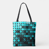 Moderne Cool Unieke Turquoise Stippen Pattern Mono Tote Bag (Achterkant)