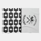 Moderne Cool Volwassen Rustieke GRILLMASTER Maatwe Theedoek (Horizontaal)