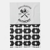 Moderne Cool Volwassen Rustieke GRILLMASTER Maatwe Theedoek (Verticaal)