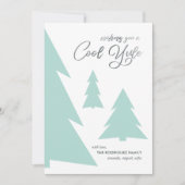 Moderne Cool Yule Script Light Green Trees Feestdagenkaart (Voorkant)