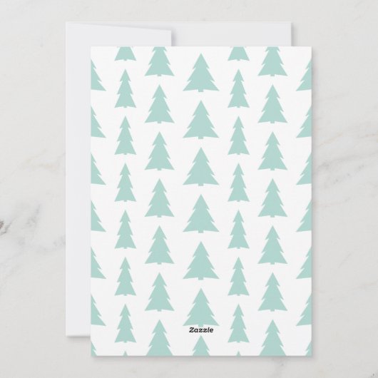 Moderne Cool Yule Script Light Green Trees Feestdagenkaart (Achterkant)
