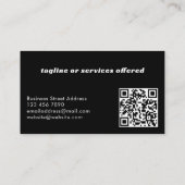 Moderne Cool Zwarte Aangepaste QR-code Professione Visitekaartje (Achterkant)