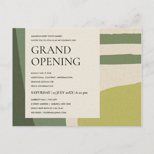 MODERNE COOLE ABSTRACTE KUNST LIME GROENE GRAND OP AANKONDIGINGSKAART (Voorkant)