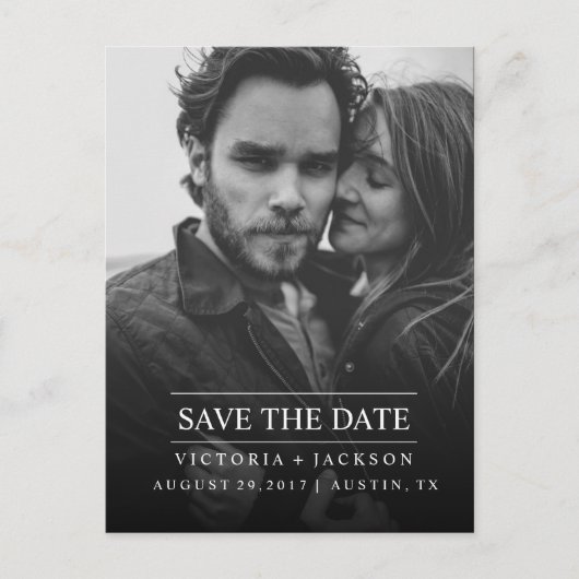 MODERNE COOLE ELEGANTE FOTO SAVE THE DATE AANKONDIGINGSKAART (Voorkant)