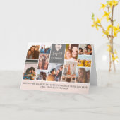 Moderne coole monogram roze fotocollage kaart (Gele Bloem)