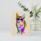Moderne, coole pop art kitty kat briefkaart (Staand voorkant)