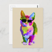 Moderne, coole pop art kitty kat briefkaart (Voorkant / Achterkant)