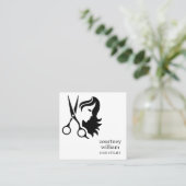 Moderne coole Simple Black White Hair Stylist Vierkante Visitekaartje (Staand voorkant)