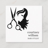 Moderne coole Simple Black White Hair Stylist Vierkante Visitekaartje (Voorkant)