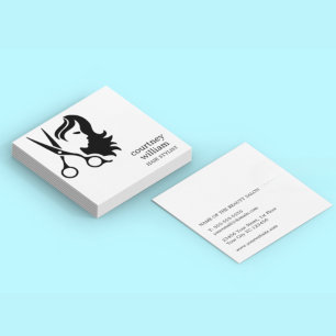 Moderne coole Simple Black White Hair Stylist Vierkante Visitekaartje