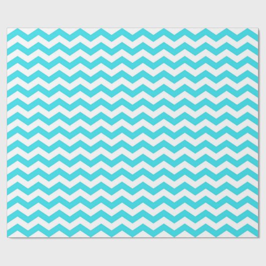 Moderne, coole, trendy aqua blauw chevron cadeaupapier (Vlak)