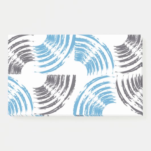 Moderne, coole, trendy blauwe abstracte penseelstr post-it® notes (Voorkant)