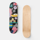 Moderne, coole Trendy-patroonzwarte en kleurendruk Persoonlijk Skateboard (Voorkant)