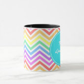 Moderne, coole, trendy regenboogschevonmonogram mok (Midden)