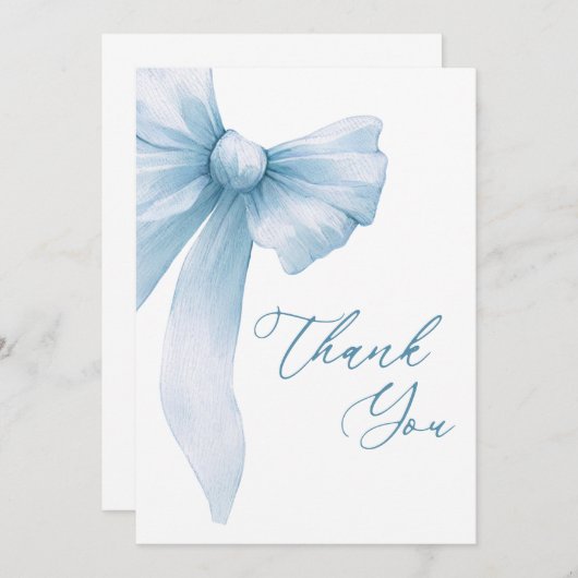 Moderne Coquette Blue Bow Dank u Bedankkaart (Voorkant / Achterkant)