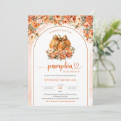 Moderne coquette pompoen met luipaard boog herfst kaart (Staand voorkant)