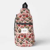 Moderne Coquette Pug Hondenpatroon Gepersonaliseer Sling Bag (Voorkant)