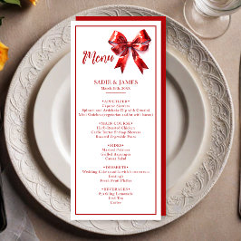 Moderne Coquette Red Bow Wedding Menu