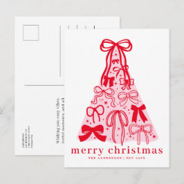Moderne Coquette Strik Merry Christmas Kerstkaart Feestdagenkaart