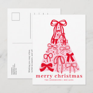 Moderne Coquette Strik Merry Christmas Kerstkaart Feestdagenkaart