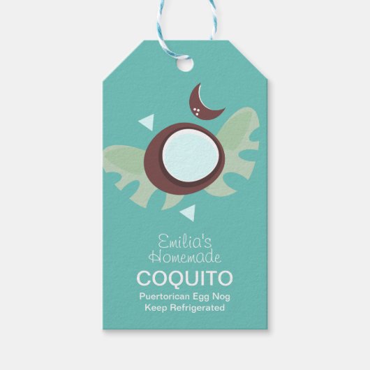 Moderne Coquito Recept Drank Kokos Ei Nog Cadeaulabel (Voorkant)