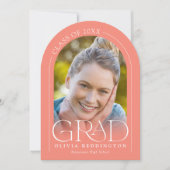Moderne Coral Arch Photo Graduation Party Kaart (Voorkant)