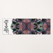Moderne Coral Black Floral laat Mandala Pattern va Yogamat (Voorkant (horizontaal))