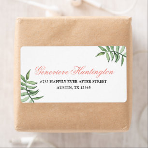Moderne Coral Botanical Wedding Return-adres Etiket