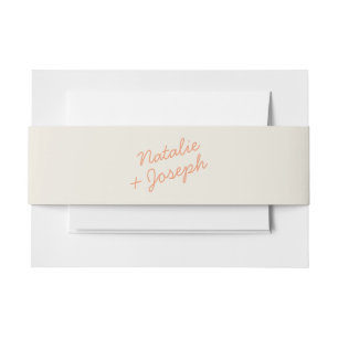 Moderne Coral Crème Whimsical Summer Bruiloft  Uitnodigingen Wikkel