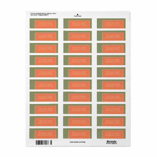 Moderne Coral en Groene Geometrische Terugkeer Adr Etiket (Full Sheet)