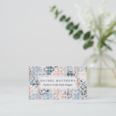 Moderne Coral Geometric Square Shape Pattern Visitekaartje (Staand voorkant)