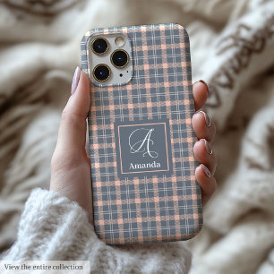 Moderne Coral Grey iPhone Hoesje Chic Naam Organiz