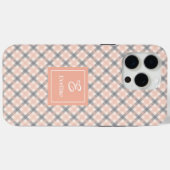 Moderne Coral Grey iPhone Hoesje Heldere naam Acce (Achterkant (horizontaal))