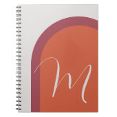 Moderne Coral Magenta Roze Boog met Monogram Notitieboek (Voorkant)