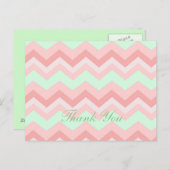 Moderne Coral Mint Chevron bruiloft Bedankt Briefkaart (Voorkant / Achterkant)