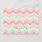 Moderne Coral Mint Chevron bruiloft Bedankt Briefkaart (Voorkant)