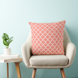 Moderne Coral Moroccan Quatrefoil Pattern Kussen