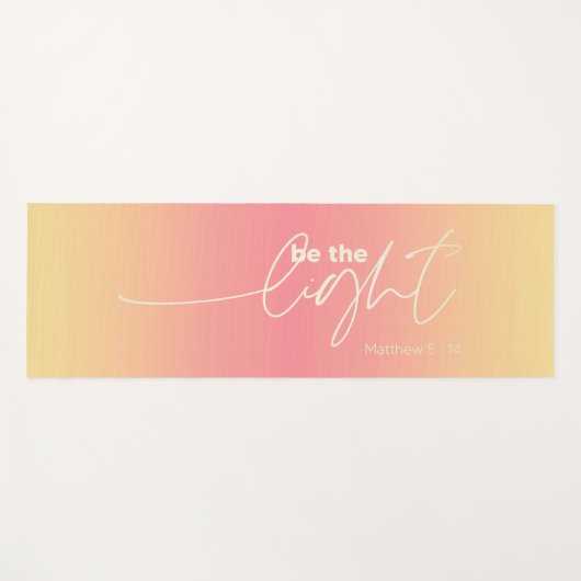 Moderne Coral Peach Ombre "Be the Light"-scripts Yogamat (Voorkant (horizontaal))
