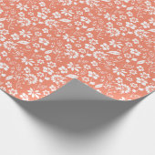 Moderne Coral Peach Spring Flower Pattern Cadeaupapier (Hoek)