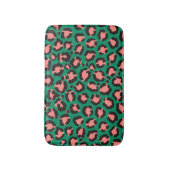 Moderne Coral Pink Black Green Leopard Animal Prin Badmat (Voorkant Verticaal)