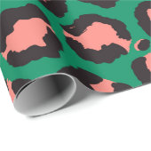 Moderne Coral Pink Black Green Leopard Animal Prin Cadeaupapier (Rol Hoek)