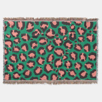 Moderne Coral Pink Black Green Leopard Animal Prin