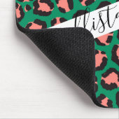 Moderne Coral Pink Black Green Leopard Animal Prin Muismat (Hoek)